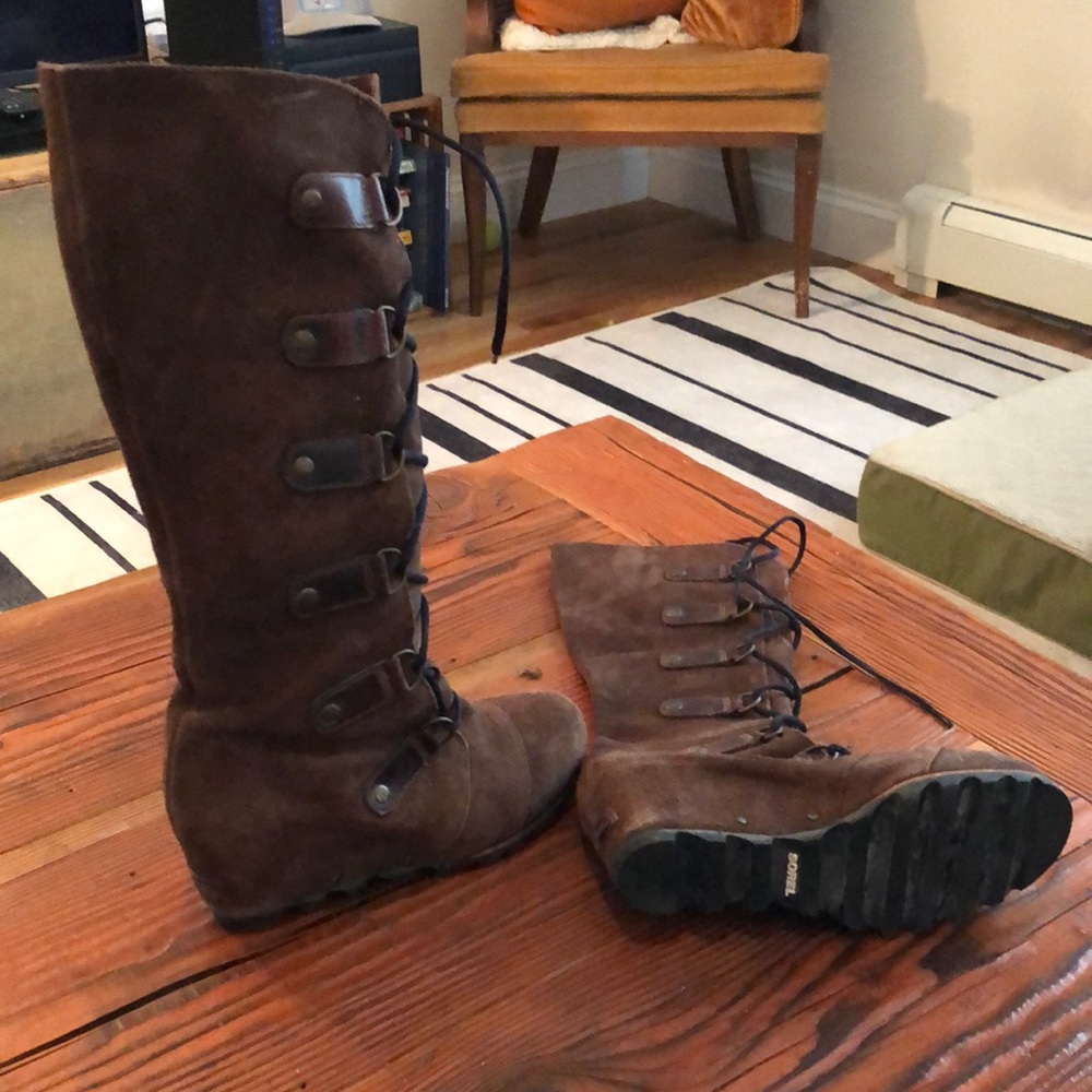 Tall lace up boots